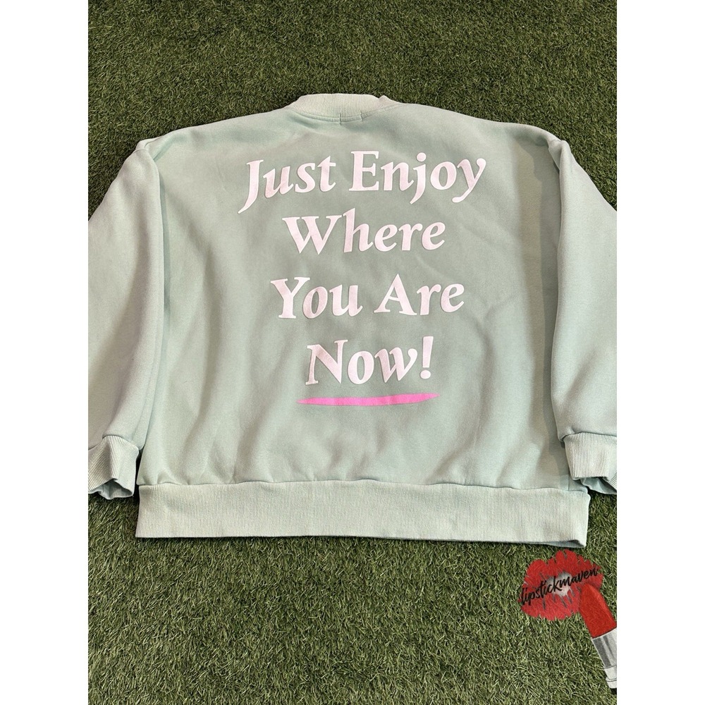 Yllw The Label Crewneck Womens Large Green Long‎ Sleeve Sweatshirt Sweater